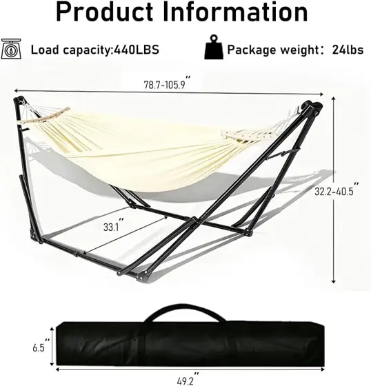 2-in-1 Hammock Chair, Foldable Steel… — Photo 2