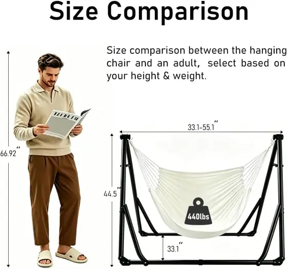 2-in-1 Hammock Chair, Foldable Steel… — Photo 3