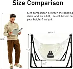 2-in-1 Hammock Chair, Foldable Steel… — Photo 3