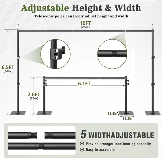 Square Backdrop Stand 6.5x10ft, Heavy-Duty… — Photo 2