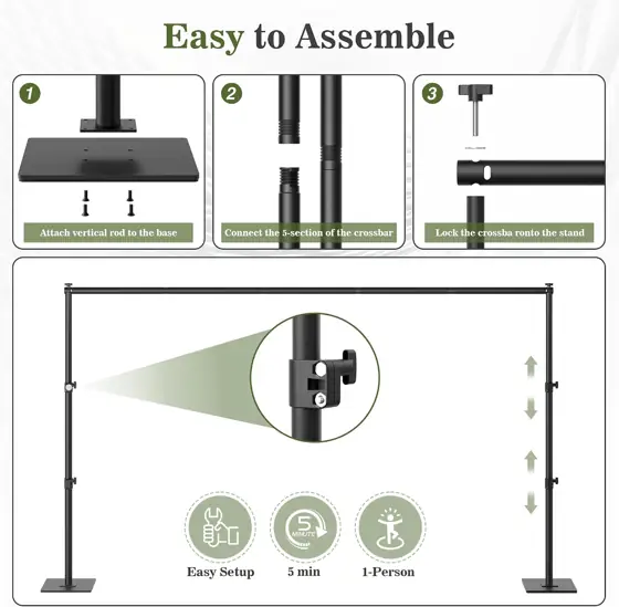 Square Backdrop Stand 6.5x10ft, Heavy-Duty… — Photo 4