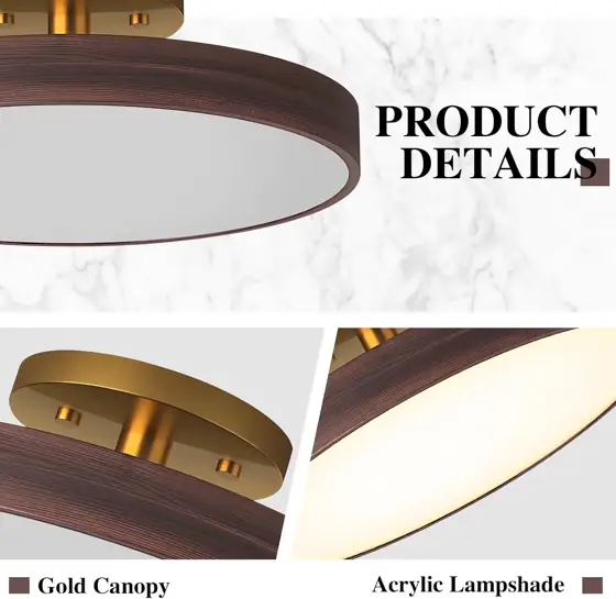 Semi-Flush Mounted Ceiling Lamp, 15.7"… — Photo 4