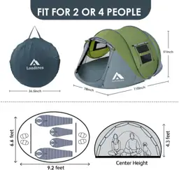 4-Person Easy Pop-Up Tent, Waterproof,… — Photo 2