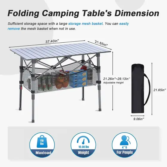 Portable Camping Table with Adjustable… — Photo 2