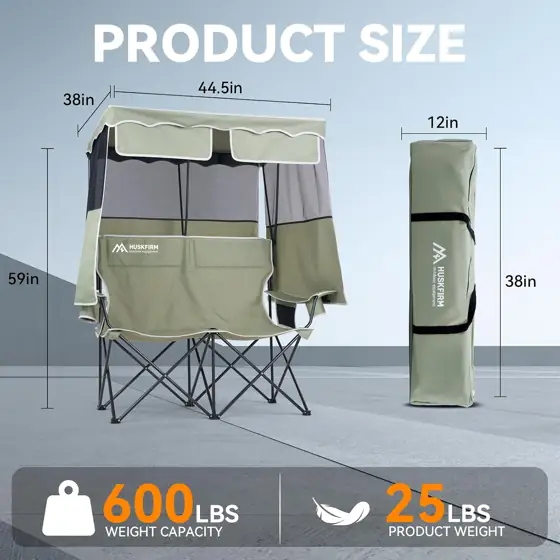 Double Camping Chair with Canopy,2… — Photo 3