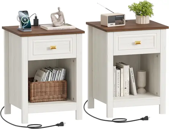 Akxomel Farmhouse Nightstands Set of… — Photo 1