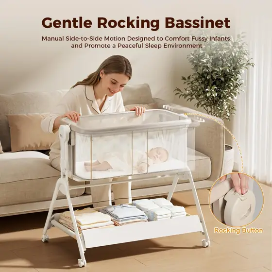 Baby Bassinet Bedside Crib, Rocking… — Photo 3
