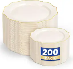 WDF 200pcs Ivory Plastic Plates… — Photo 1