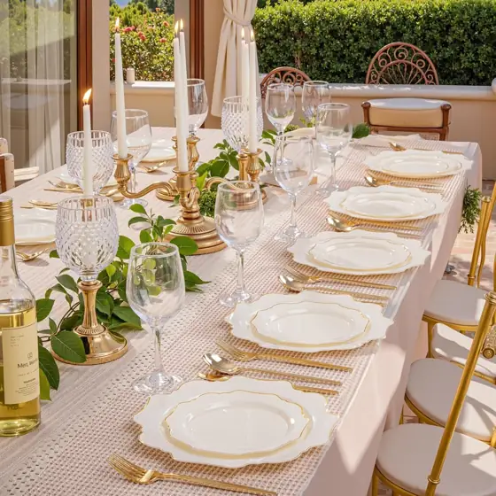 WDF 200pcs Ivory Plastic Plates… — Photo 3