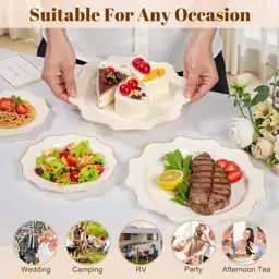 WDF 200pcs Ivory Plastic Plates… — Photo 4