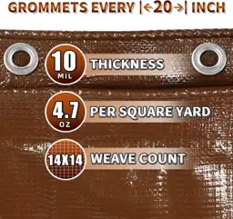 Brown Tarp 20x30 Feet, 10… — Photo 4