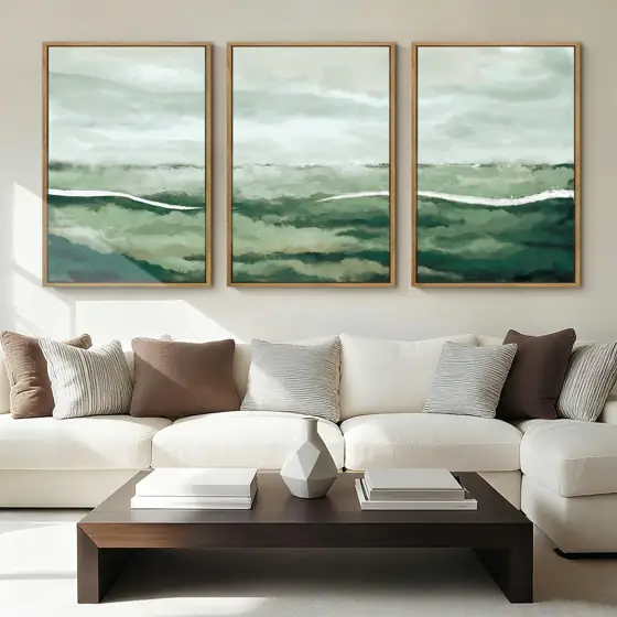ANHUIB Large Green Abstract Framed… — Photo 1
