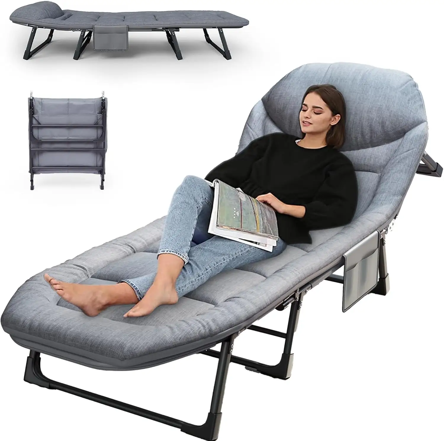 Adjustable Folding Camping Cot with… — Photo 1
