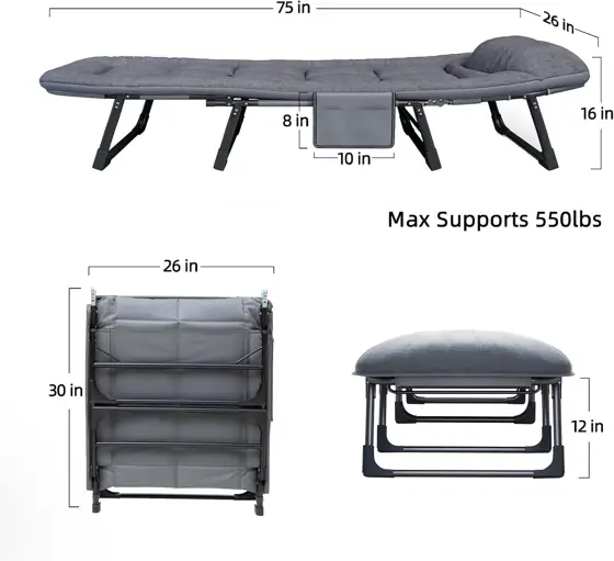 Adjustable Folding Camping Cot with… — Photo 2