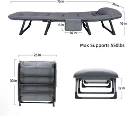 Adjustable Folding Camping Cot with… — Photo 2