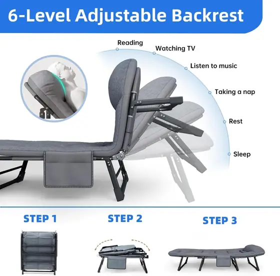 Adjustable Folding Camping Cot with… — Photo 3