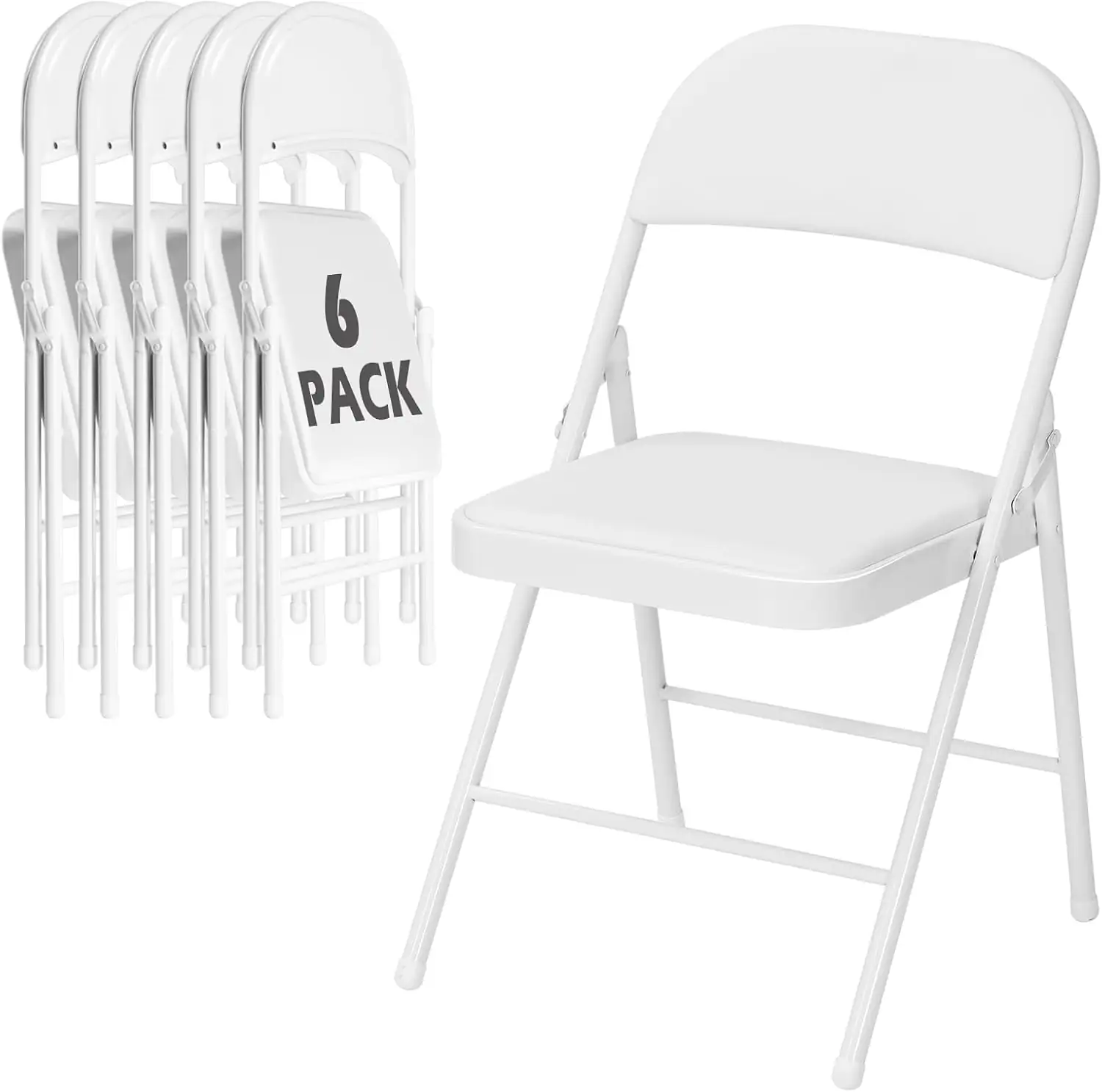 6 Pack White Folding Chairs… — Photo 1