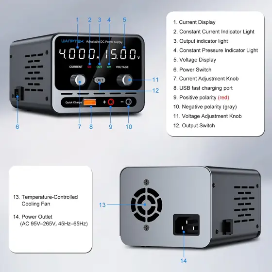 DC Power Supply 0-15V/0-4A Adjustable,… — Photo 4