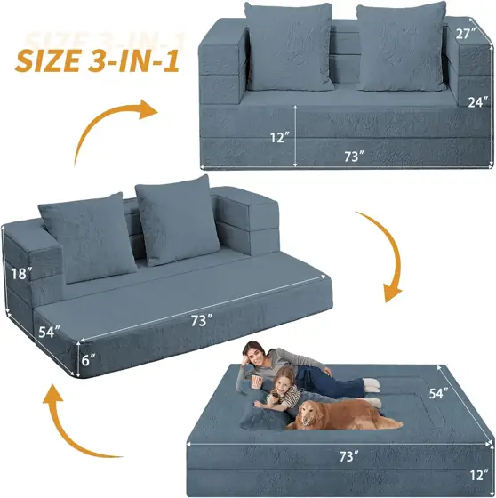 Futon Sofa Bed with Pillow,… — Photo 3
