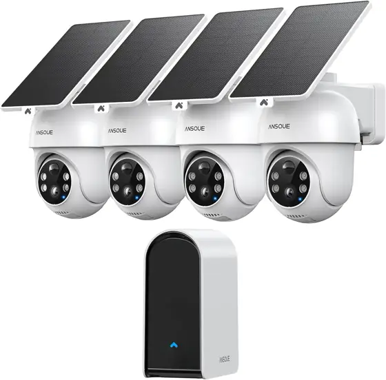 ANSQUE 4-Cam Wireless Outdoor Solar… — Photo 1