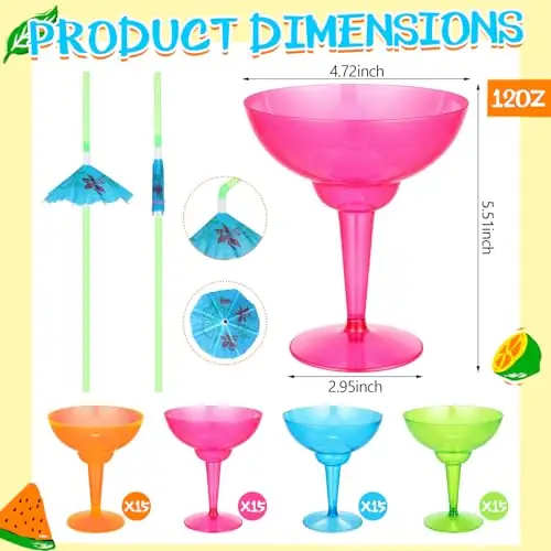 120 Pcs Multicolor Plastic Margarita… — Photo 2