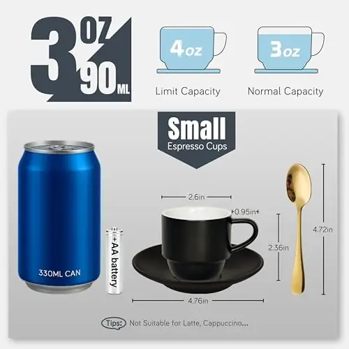 Lareina Porcelain 3-Ounce Espresso Cups,… — Photo 3