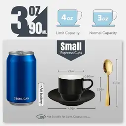 Lareina Porcelain 3-Ounce Espresso Cups,… — Photo 3