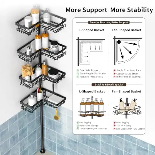 KEGII Corner Shower Caddy Tension… — Photo 3