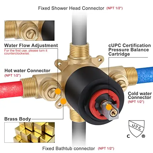 WOWOW Matte Black Shower Faucet… — Photo 3