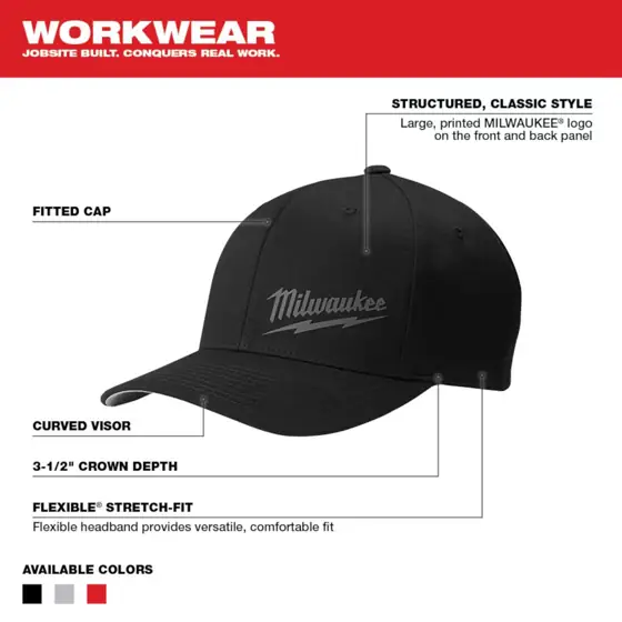 Milwaukee FlexFit Fitted Hat Black… — Photo 2