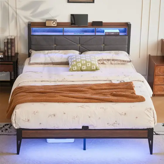 Full Size Upholstered Platform Bed… — Photo 1