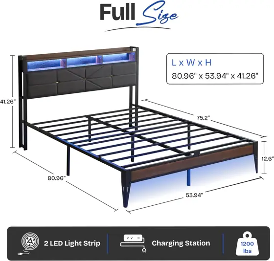 Full Size Upholstered Platform Bed… — Photo 2