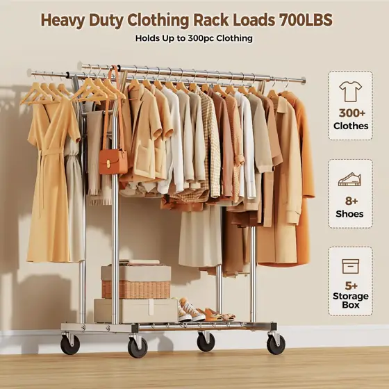 HYSEYY Heavy Duty Rolling Clothes… — Photo 2