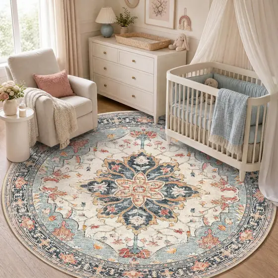 RELEANY Washable Area Rug, Round… — Photo 1