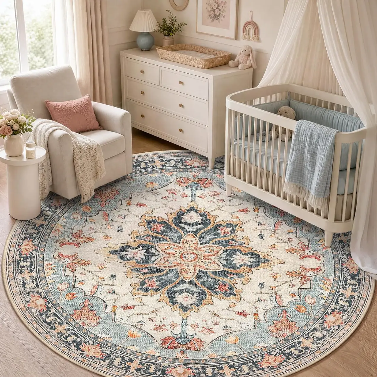 RELEANY Washable Area Rug, Round… — Photo 1