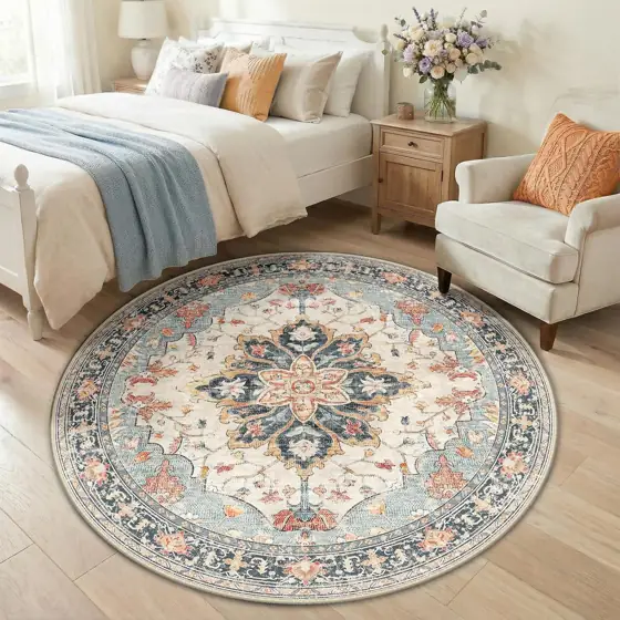 RELEANY Washable Area Rug, Round… — Photo 2
