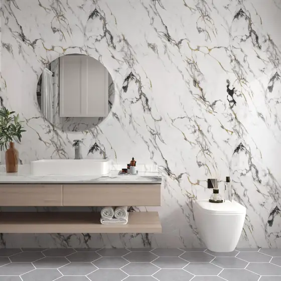 Boobest 48"x354" Glossy White Marble… — Photo 2