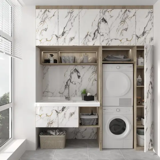 Boobest 48"x354" Glossy White Marble… — Photo 3