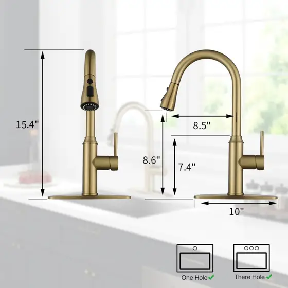 Arofa Brushed Gold Kitchen Faucet… — Photo 2