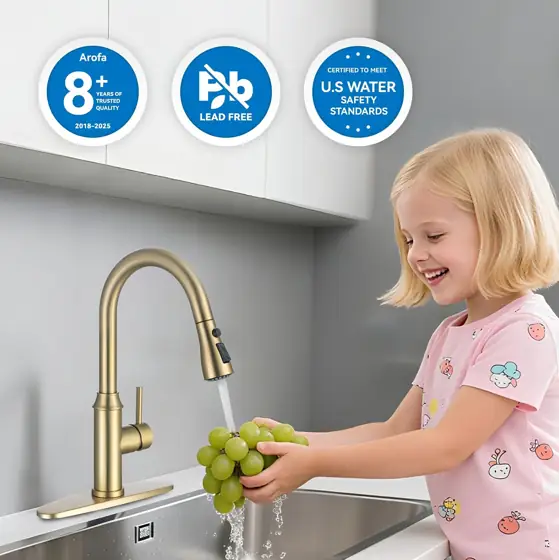 Arofa Brushed Gold Kitchen Faucet… — Photo 3