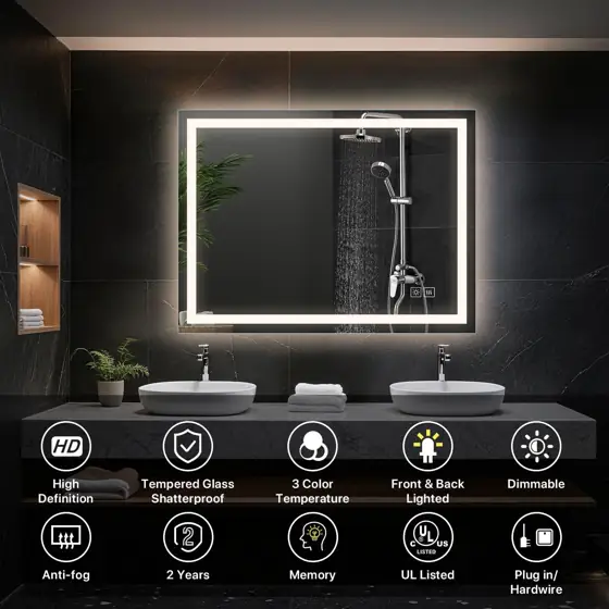 48x36 Bathroom Mirror with Light,… — Photo 2