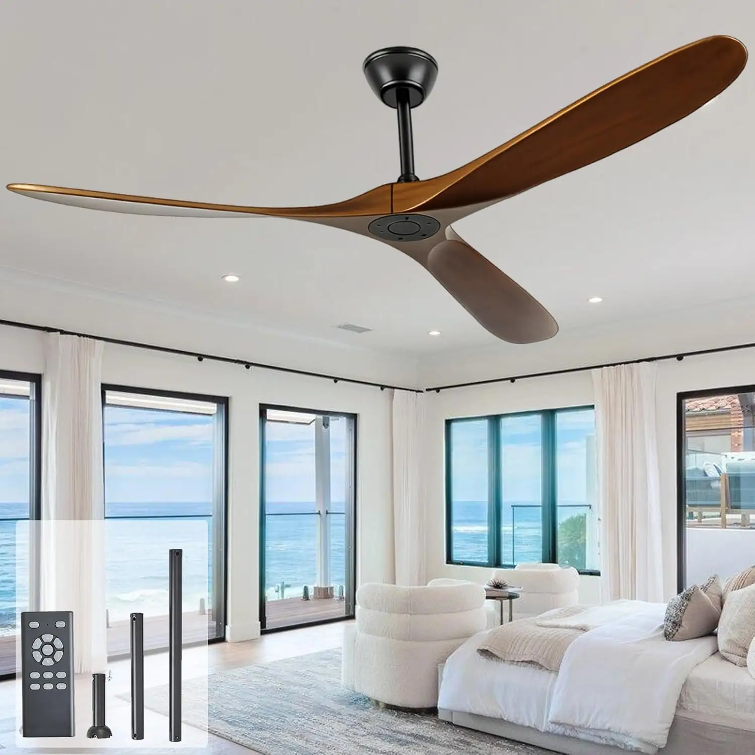 60' Wood Ceiling Fan Without… — Photo 1