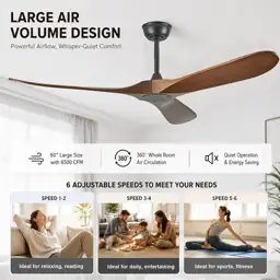 60' Wood Ceiling Fan Without… — Photo 3