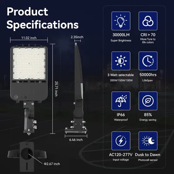 200W LED Parking Lot Light… — Photo 3