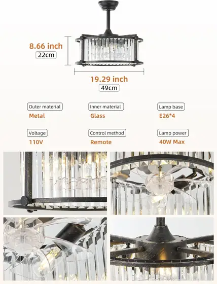 20" Farmhouse Crystal Fandelier Ceiling… — Photo 2