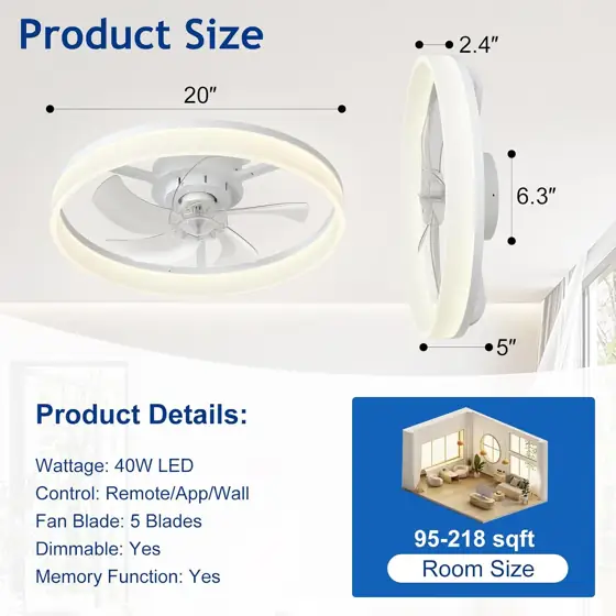 DLLT 20" Ceiling Fan with… — Photo 4