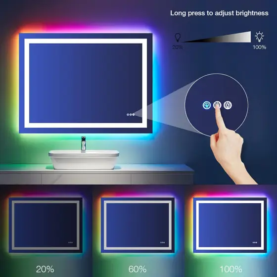 LOAAO 40"X32" RGB LED Bathroom… — Photo 4