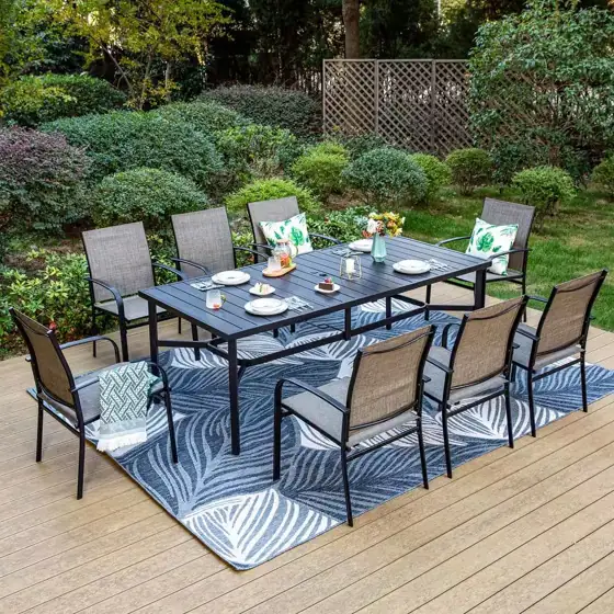 Black 9-Piece Metal Slat Rectangle… — Photo 1