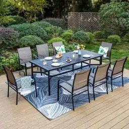 Black 9-Piece Metal Slat Rectangle… — Photo 1