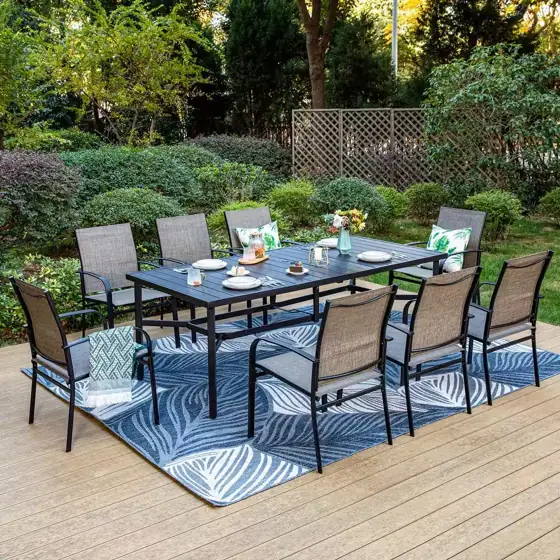 Black 9-Piece Metal Slat Rectangle… — Photo 2